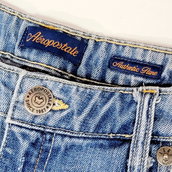 AEROPOSTALE ♡ Sweet Denim Faded 'n Distressed Authentic Flare Blue Jeans 9/10R - Picture 14 of 16